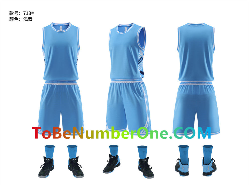 Customize instock High Quality Quick-drying basketball uniforms print with team name , player and number.  jerseys&shorts with pocket 713#