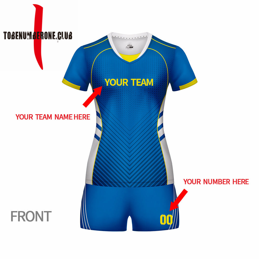 Custom volleyball team jerseys & shorts for men women design add with your team logo, player name and number.