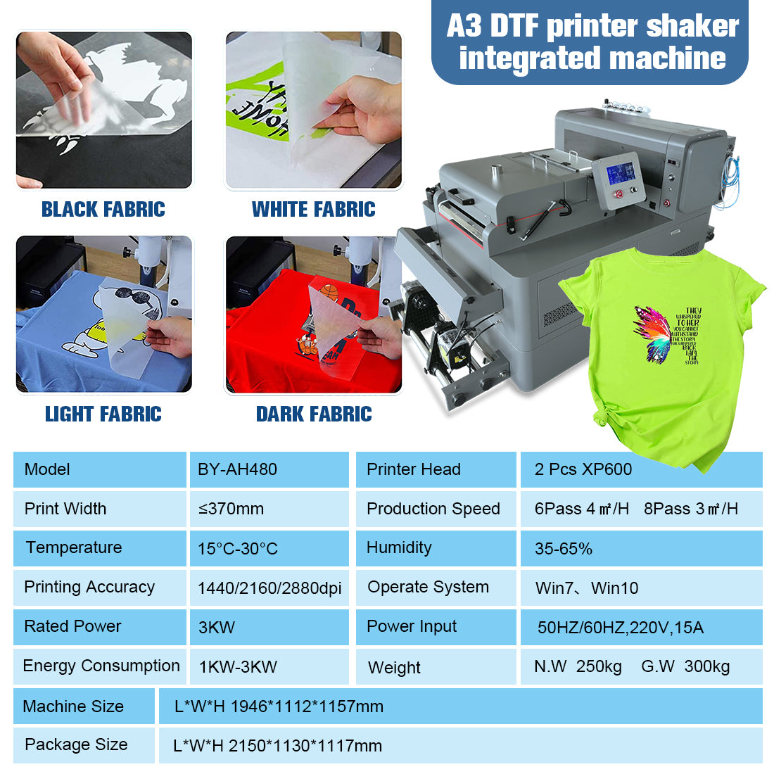 A3 DTF printing shaking powder in one BY-AH480