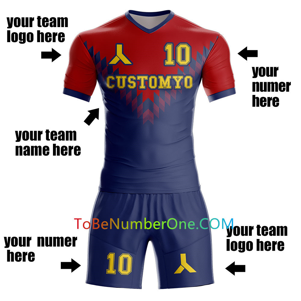 Custom Soccer Jersey & Shorts Club Team Personalized Soccer Jersey Kits for Adult Youth add Any Name and Number Custom Football Jersey S113