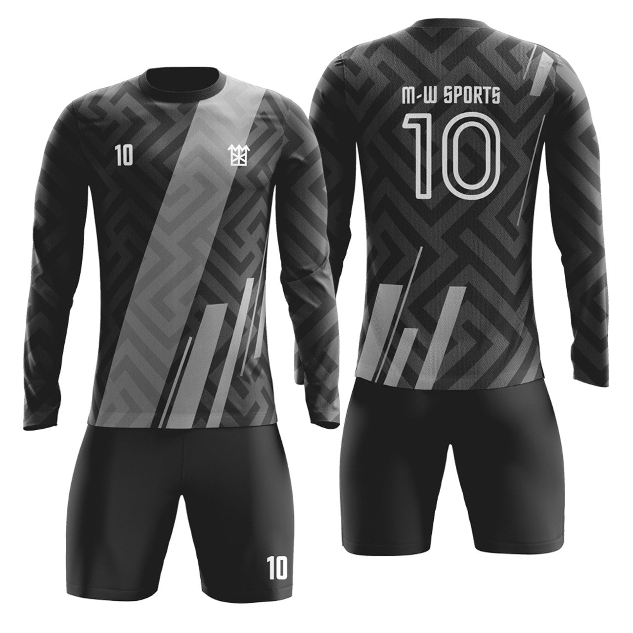 Custom Long Sleeve Soccer Shirt Football Goalkeeper Jersey with your name, number and logo.