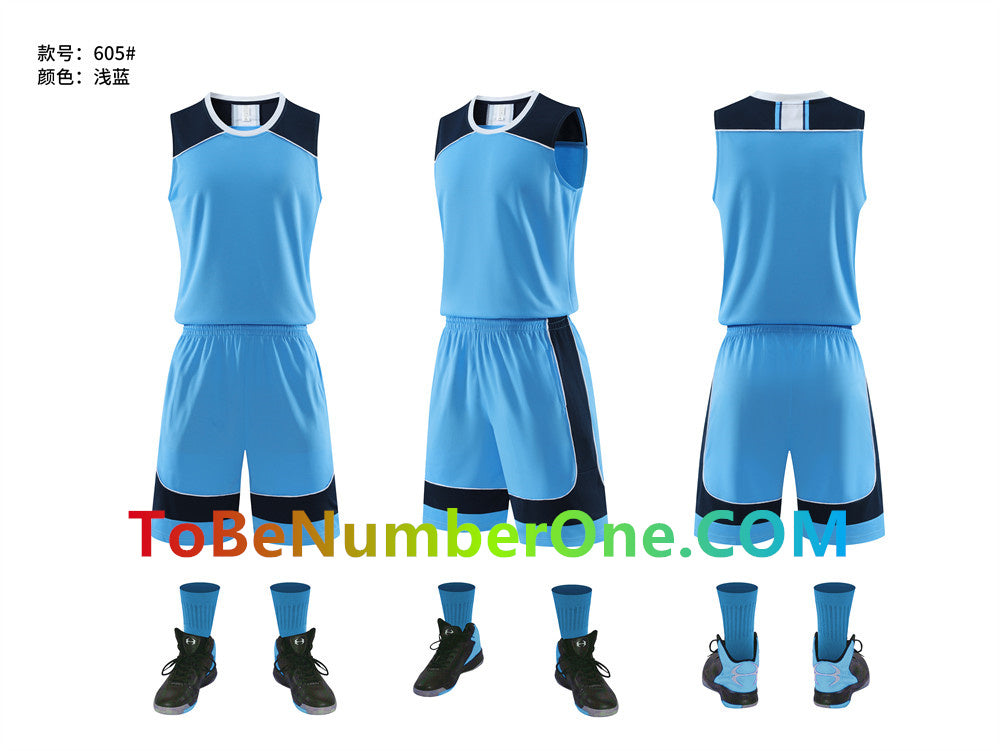 Customize instock High Quality Quick-drying basketball uniforms print with team name , player and number.  jerseys&shorts with pocket 605#