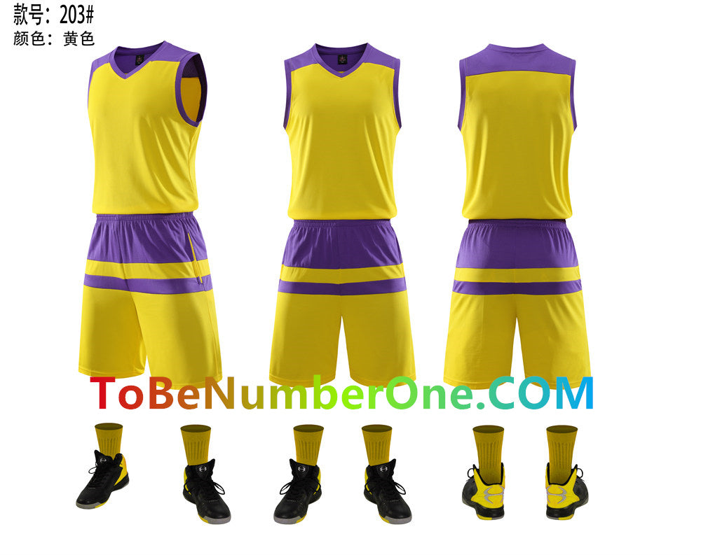 Customize instock High Quality Quick-drying basketball jerseys&shorts with pocket 203#
