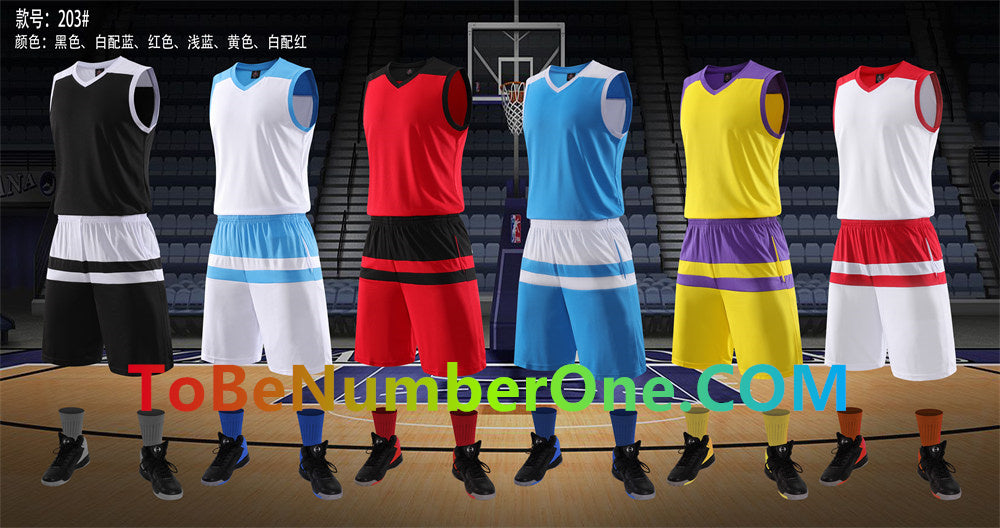 Customize instock High Quality Quick-drying basketball jerseys&shorts with pocket 203#