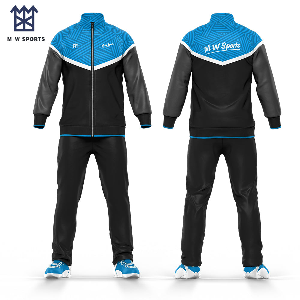 Custom Wholesale Sublimation Design Full-Front Zip Football Tracksuit for men and kids