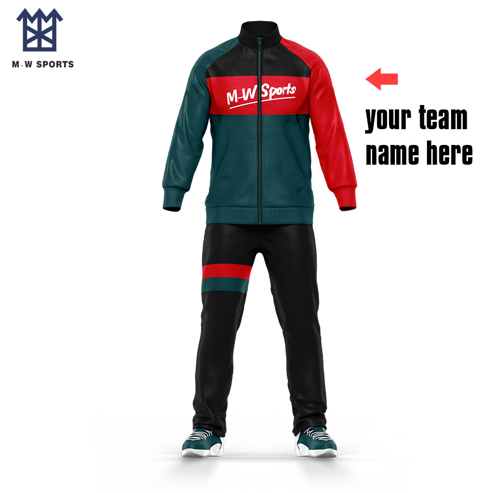 Custom Wholesale Sublimation Design Full-Front Zip Football Tracksuit for men and kids