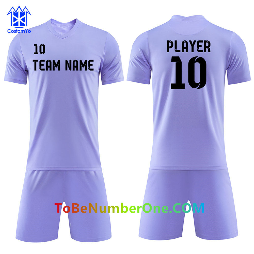 Customize Football Team jerseys & shorts print Any Name and Number instock uniforms S148 purple jerseys
