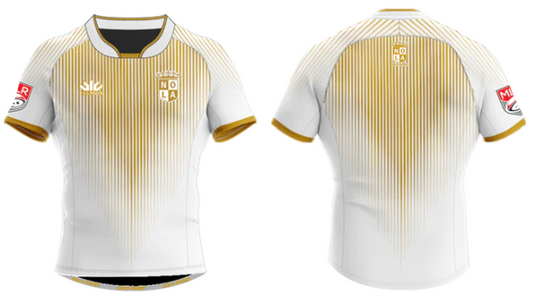 Custom Rugby Team Compression shirts Design Your Own Team Rugby Jerseys with team logo, Names and Numbers GOLD REPLICA JERSEY White
