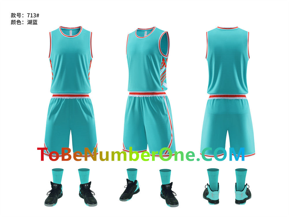 Customize instock High Quality Quick-drying basketball uniforms print with team name , player and number.  jerseys&shorts with pocket 713#