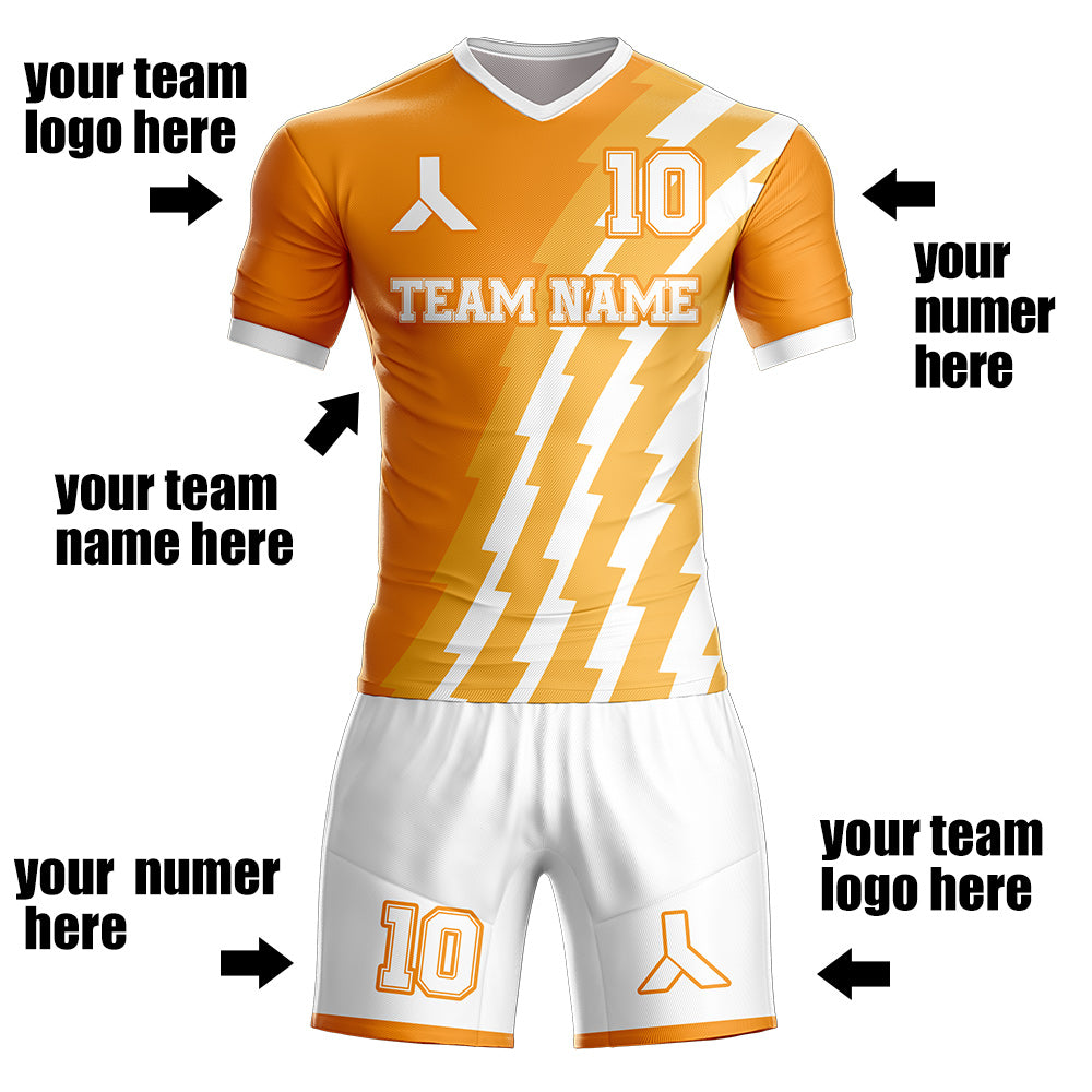 Custom team Soccer Jersey & Shorts print your name,logo and number, Kids and men's size uniforms S66
