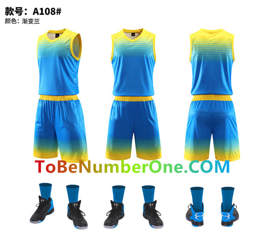 Customize instock High Quality Quick-drying basketball uniforms print with team name , player and number.  jerseys&shorts with pocket A108#