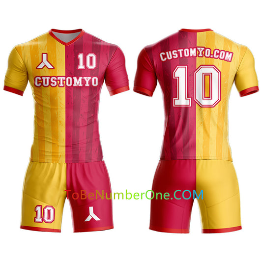 Custom Bi-color design Soccer Jersey & Shorts Club Team Personalized Soccer Jersey Kits for Adult Youth add Any Name and Number Custom Football Jersey S112