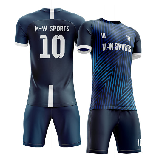 Custom Team away Soccer Jersey & Shorts print your name,logo and number,Kids and men's size blue uniforms S57