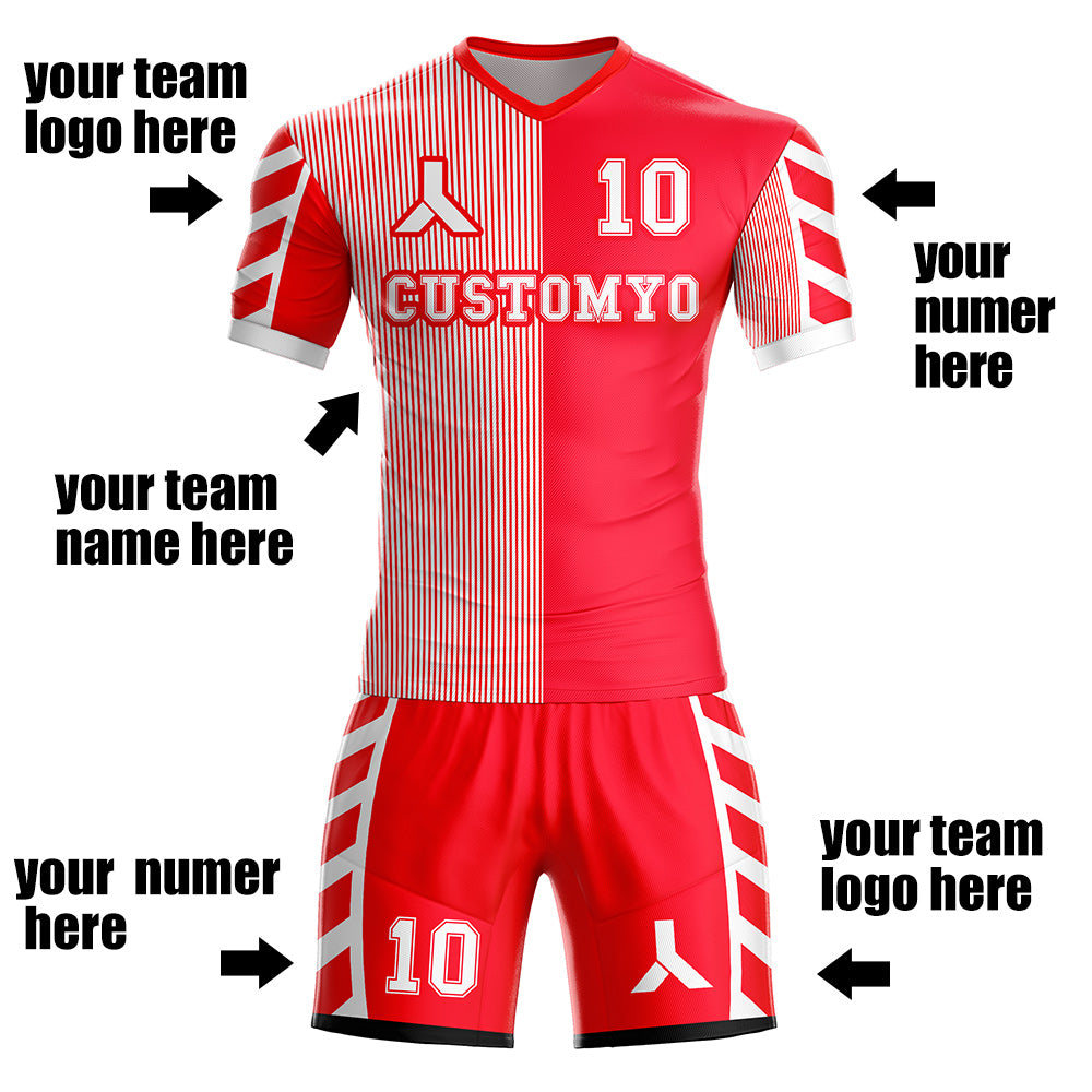 Custom Soccer Jersey & Shorts print your name,logo and number, Kids and men's size uniforms S68