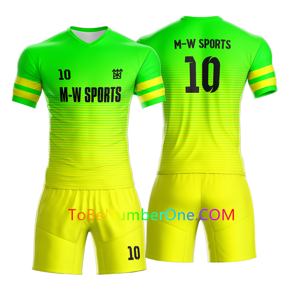 Custom Gradient concept Soccer Jersey & Shorts print your name,logo and number, Kids and men's size uniforms S64