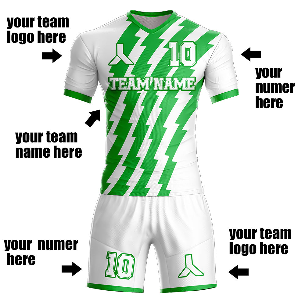 Custom team Soccer Jersey & Shorts print your name,logo and number, Kids and men's size uniforms S66