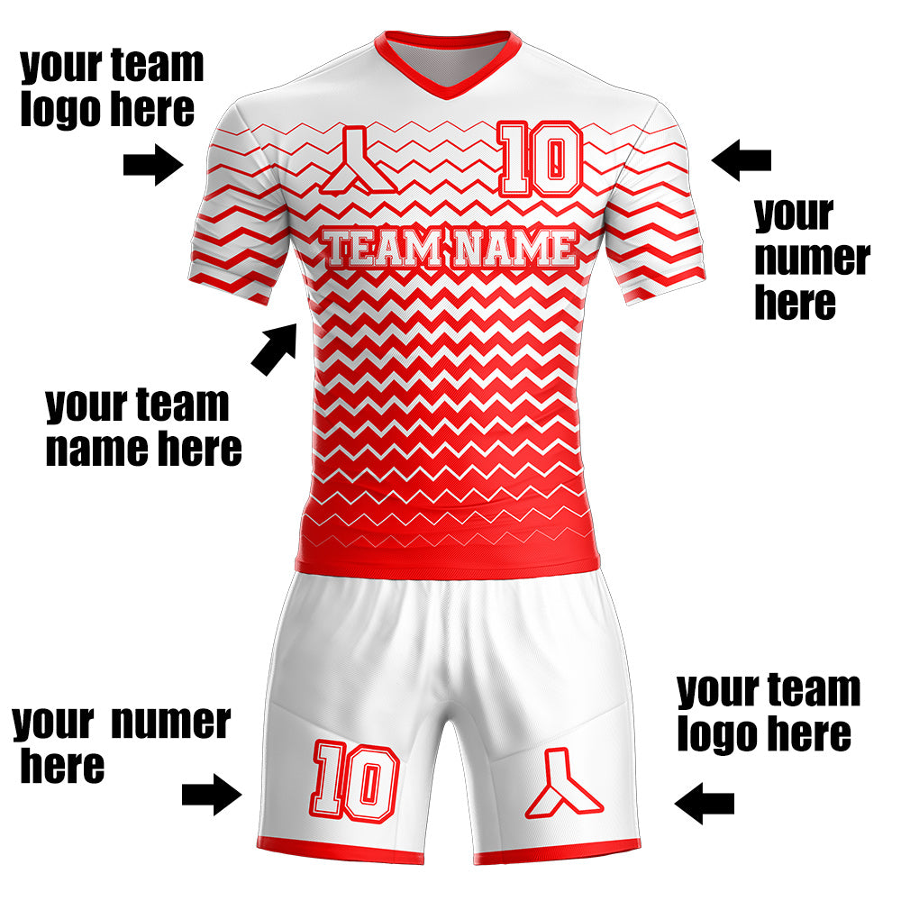 Custom Wavy concept design Soccer Jersey & Shorts print your name,logo and number, Kids and men's size uniforms S67