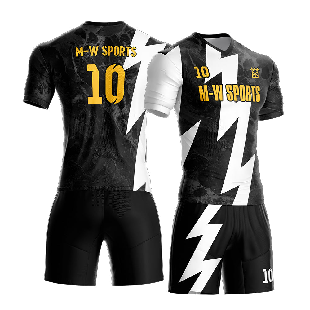 Custom Lightning concept Soccer Jersey & Shorts print your name,logo and number, Kids and men's size uniforms S61