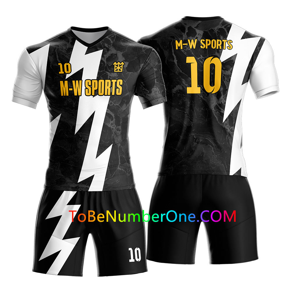 Custom Lightning concept Soccer Jersey & Shorts print your name,logo and number, Kids and men's size uniforms S61