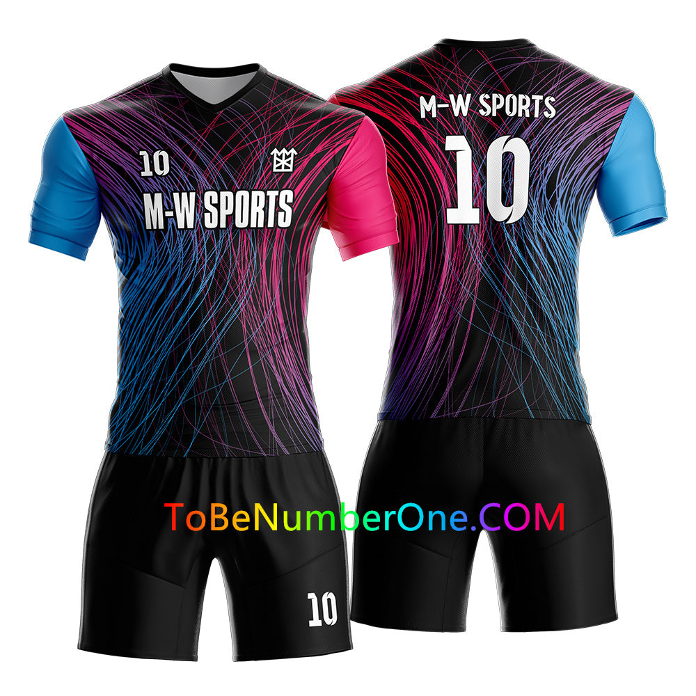 Custom Rainbow concept Soccer Jersey & Shorts print your name,logo and number, Kids and men's size uniforms S63
