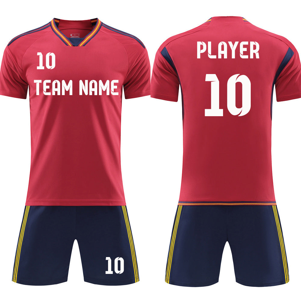 Custom 22-23 Spain home red Soccer blank unifroms print Any Name and Number instock Quick-drying uniforms S307