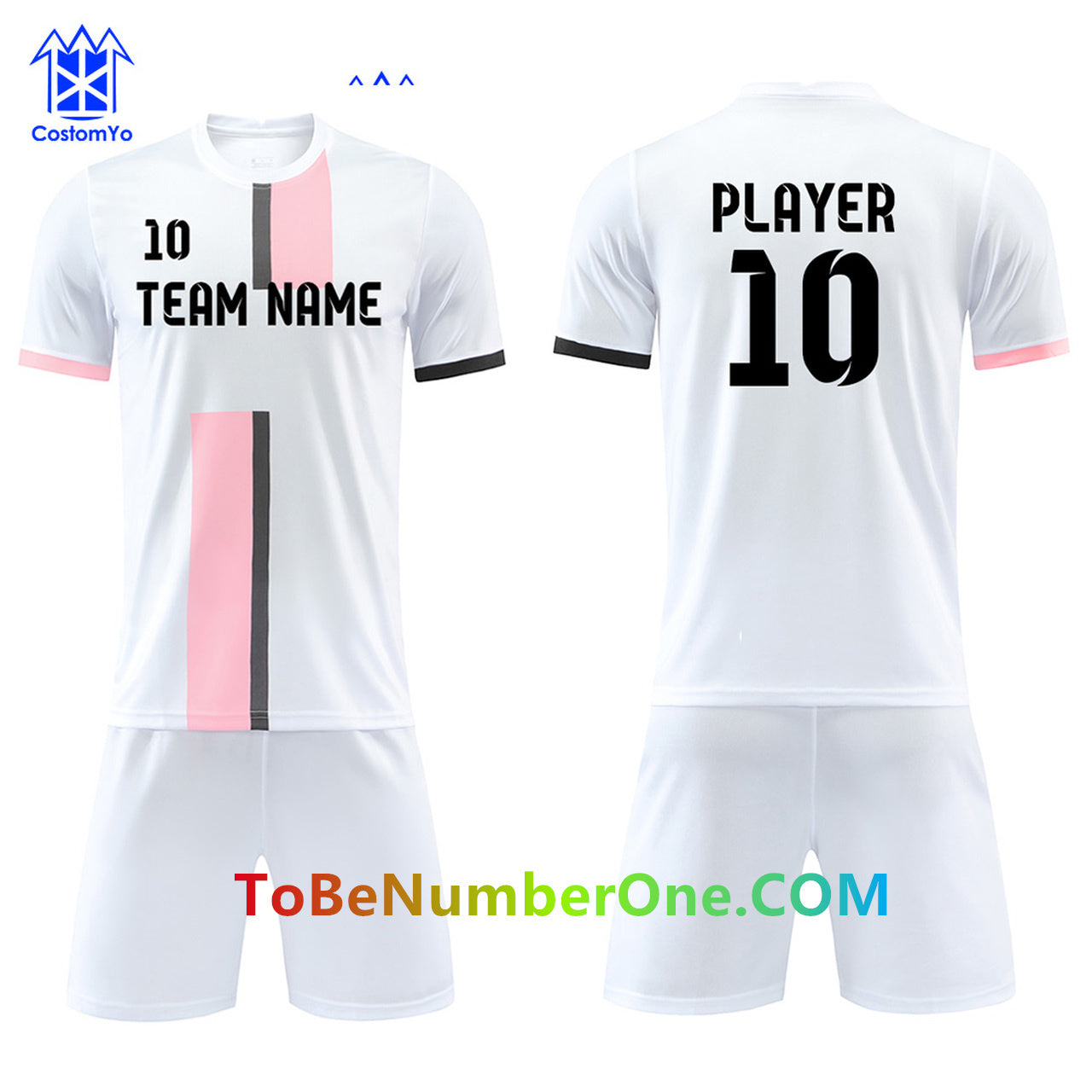 Customize Football Team jerseys & shorts print Any Name and Number instock uniforms S153 pink white jerseys
