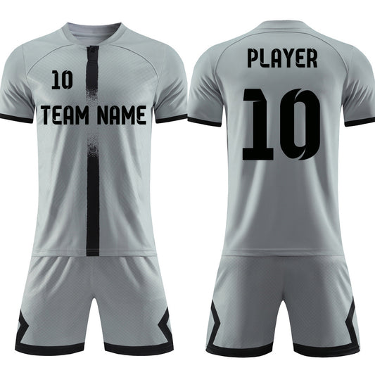 Customize 22/23 FC Club Football jerseys & shorts print Any Name and Number, Grey Quick-drying Sport training jerseys