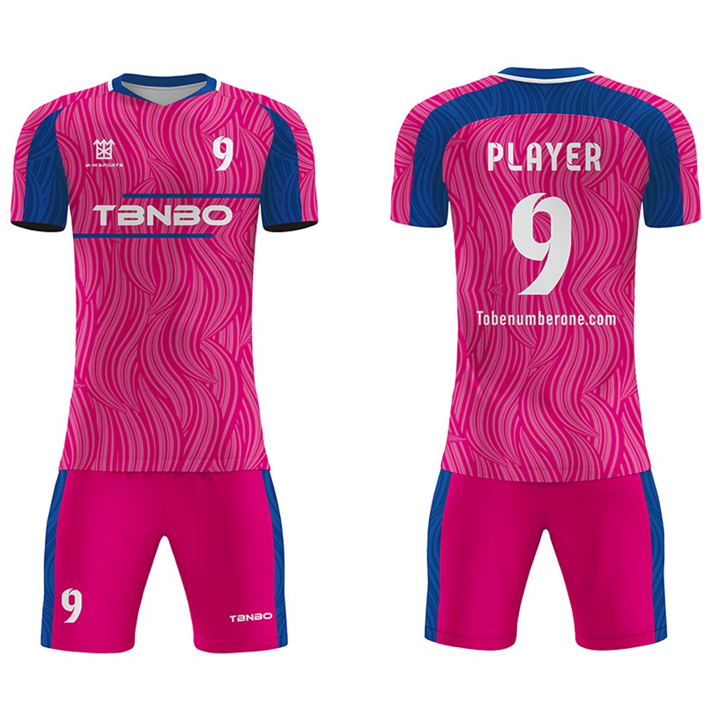 TF018-7 Custom Any Name & Number culb Team men's Away Soccer Jersey/Short pink/red/yellow/blue jerseys - Image 1